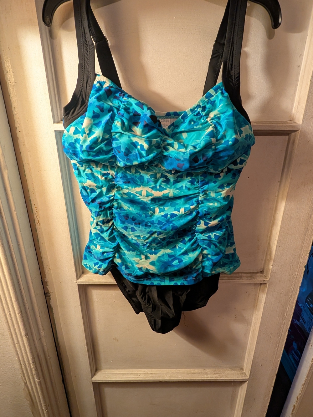 Tropical Escape Blue and White Patterned Swim Top